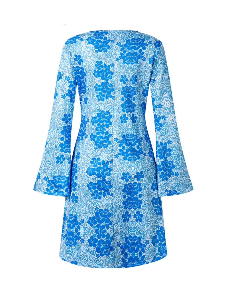 Deerjoke 60s 70s Disco Outfit Hippie Costume Women, 1970 Style Clothes Dress Accessories Jewelry Halloween (Blue, Small) - Image 3