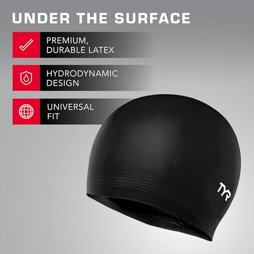TYR Latex Adult Swim Cap for Women and Men - Training and Recreational Swimming Hat with a Durable Latex Construction - Hydrodynamic Fit - Image 3