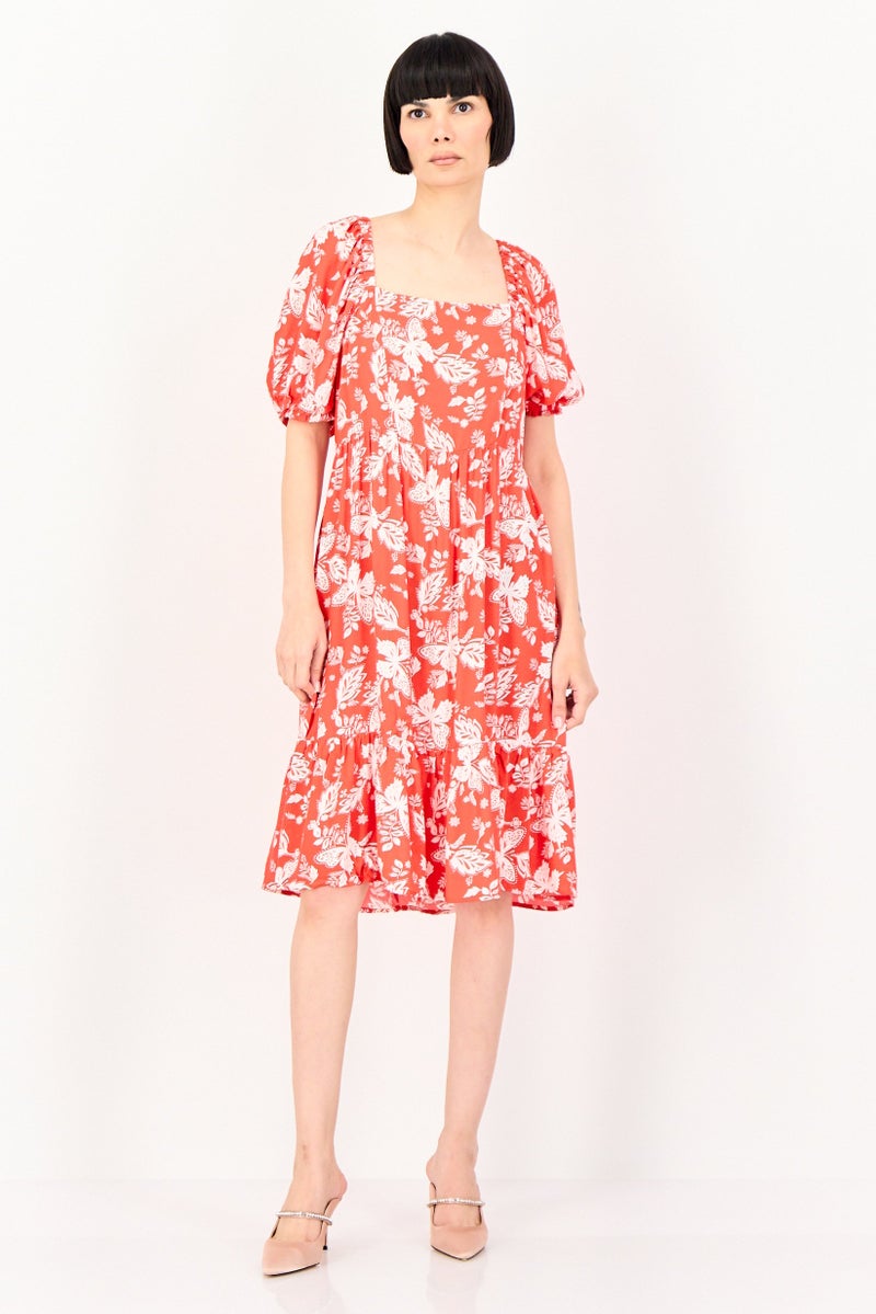 promod Women Floral Print Midi Dress, Multicolor - Image 1