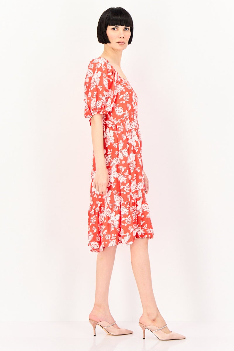 promod Women Floral Print Midi Dress, Multicolor - Image 3