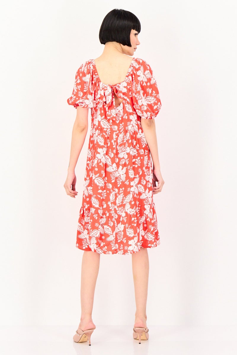 promod Women Floral Print Midi Dress, Multicolor - Image 4