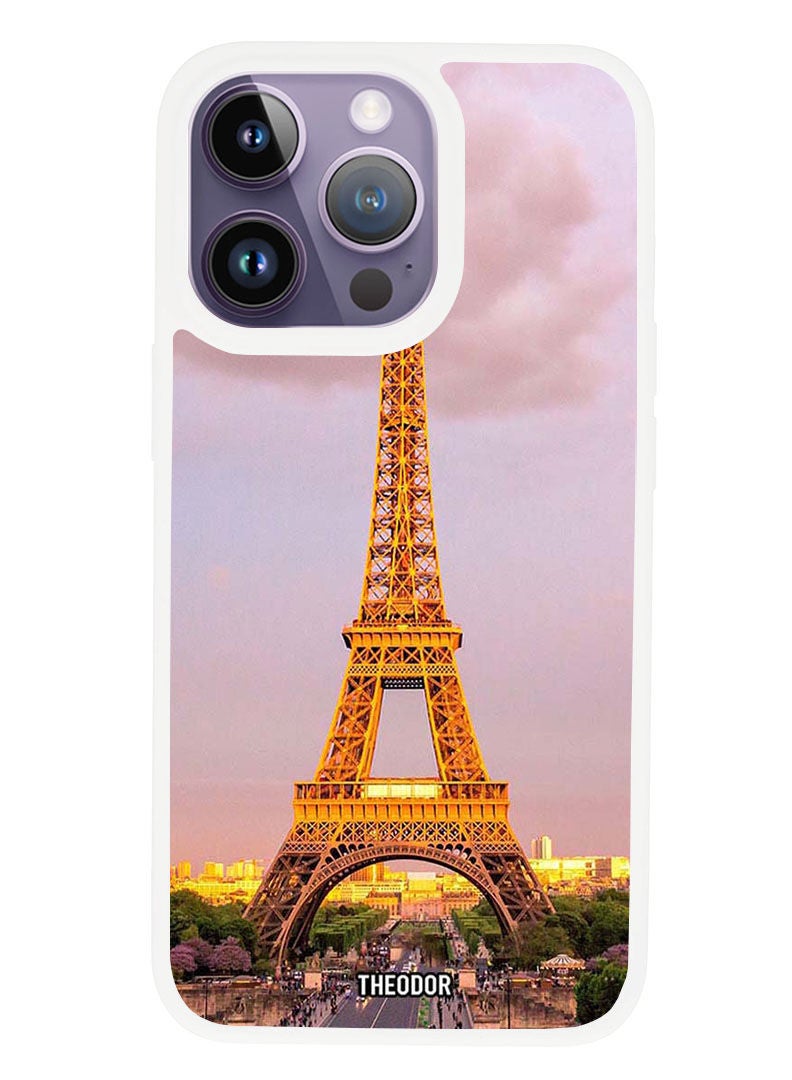 Theodor Protective Case Anti Scratch Shock Proof Cover For APPLE IPHONE 14 PRO MAX Eiffel Tower (White Bumper) - Image 1