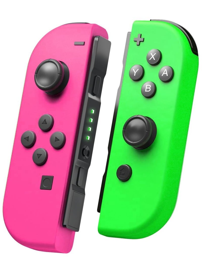 Wireless Joy-Con Controllers for Nintendo Switch, L/R Replacement Compatible with Switch/Lite/OLED, Joystick with Wake-up, Screenshot, and Dual Vibration (Pink & Green) - Image 1