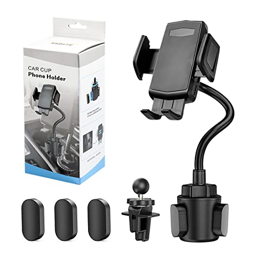 VARGTR 2-in-1 Cup Holder Phone Mount, Universal Adjustable Gooseneck Cup Holder, 360 Rotation, One-Button Release, Fits 4"-7" Phones - Image 1