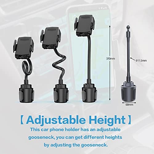 VARGTR 2-in-1 Cup Holder Phone Mount, Universal Adjustable Gooseneck Cup Holder, 360 Rotation, One-Button Release, Fits 4"-7" Phones - Image 5