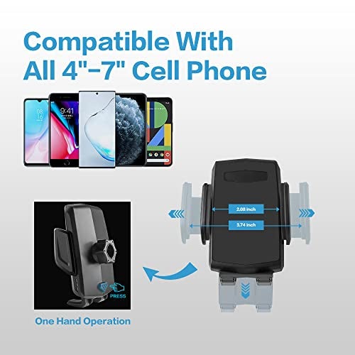 VARGTR 2-in-1 Cup Holder Phone Mount, Universal Adjustable Gooseneck Cup Holder, 360 Rotation, One-Button Release, Fits 4"-7" Phones - Image 4