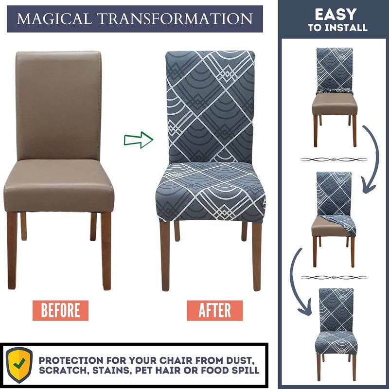 SPRINGRICO Chair Covers for Dining Room Set of 4, Stretch Dining Chair Cover, Washable Spandex Kitchen Parsons Chair Slipcovers, Removable Seat Protector for Home or Party (4 Pack, Bora Bora) - Image 4