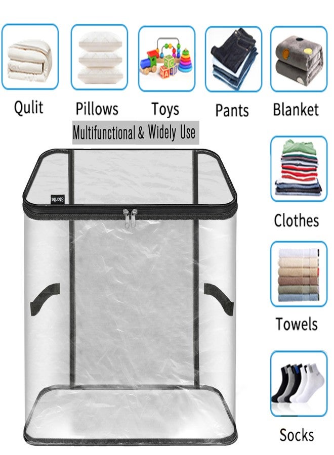 Storite PVC 2 Pack Jumbo Saree Bags, Transparent Saree Bags With Zip, Saree Covers For Storage With Moisture & Dust Proof, Wardrobe Organizer(45x41x33 cm) - Image 4