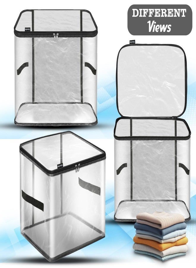 Storite PVC 2 Pack Jumbo Saree Bags, Transparent Saree Bags With Zip, Saree Covers For Storage With Moisture & Dust Proof, Wardrobe Organizer(45x41x33 cm) - Image 5