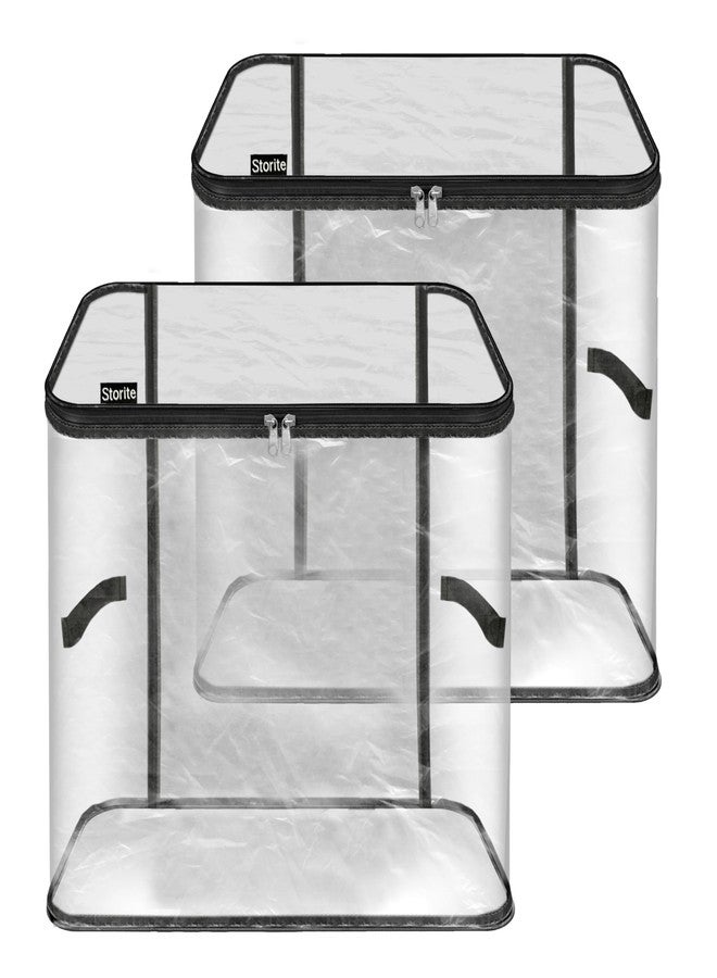 Storite PVC 2 Pack Jumbo Saree Bags, Transparent Saree Bags With Zip, Saree Covers For Storage With Moisture & Dust Proof, Wardrobe Organizer(45x41x33 cm) - Image 1