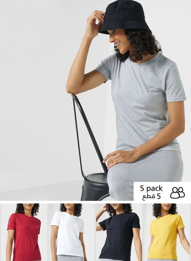 Ginger Basics 5 Pack Essential Crew Neck T-Shirt