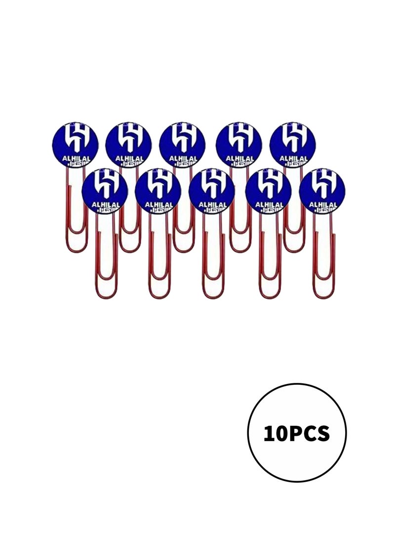 Al Hilal S.C 10PCS Al Hilal logo Paper Clipsor , for Notebook , Journals , Paper , Pictures , Silver