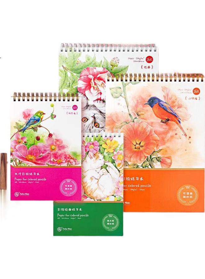 Flying Bird Fele Niao 16K 180G Water-Soluble Colored Pencil Sketchbook, Xiangsi Que, Colored Pencil Drawing Practice Book, Art Sketching - Image 1