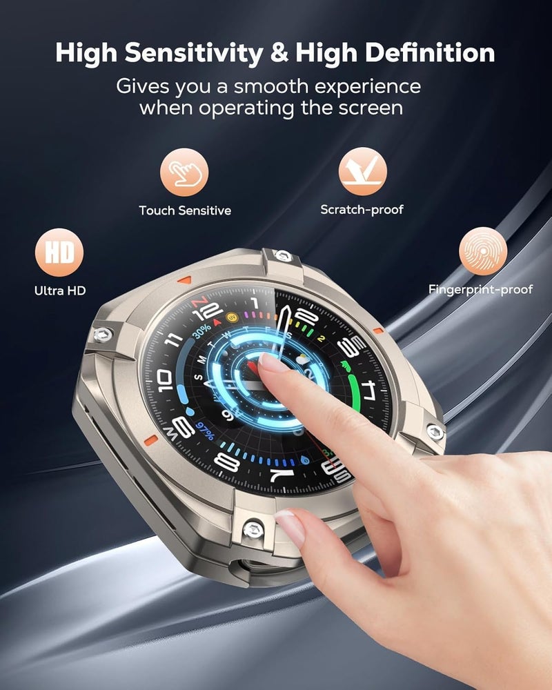 KASTWAVE 3 in 1 Metal Case for Samsung Galaxy Watch Ultra 47mm (2025/2024), Stainless Steel Protective Bumper, Hard PC Back Cover, HD Tempered Glass Screen Protector, Titanium Orange - Image 5