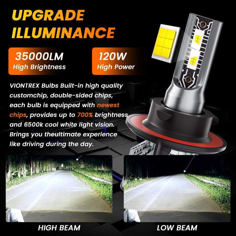 VIONTREX High Low Beam Fog Light Bulbs Set Fit for Ford F250 F350 F450 Super Duty 2005 2006 2007 2008 2009-2018 2019 2020 2021 2022 Driving Light Bulb,6500K White Car Lamp Bulb Kit,Plug and Play,IP68 6-Pack - Image 4