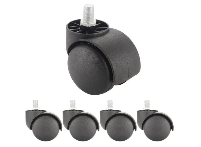 SHREYANSH Office Chair Nylon Black Caster Wheels Universal Fit Smooth Quiet Roll Safe for All Floors HeavyDuty Replacement Casters Pack of 5 Piece THREAD TYPE - Image 1