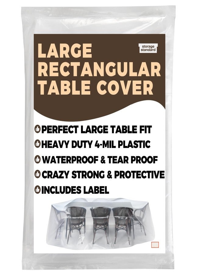 Storage Standard غطاء تخزين قياسي لطاولة وكراسي الفناء الخارجي - أغطية مستطيلة لأثاث الفناء الخارجي، مقاومة للماء، قابلة لإعادة الاستخدام، مصنوعة من بلاستيك متين، مقاس 111 بوصة × 74 بوصة × 28 بوصة - Image 2