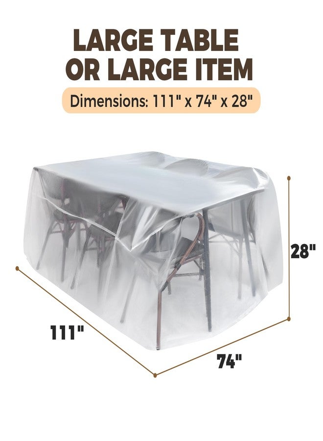 Storage Standard غطاء تخزين قياسي لطاولة وكراسي الفناء الخارجي - أغطية مستطيلة لأثاث الفناء الخارجي، مقاومة للماء، قابلة لإعادة الاستخدام، مصنوعة من بلاستيك متين، مقاس 111 بوصة × 74 بوصة × 28 بوصة - Image 3