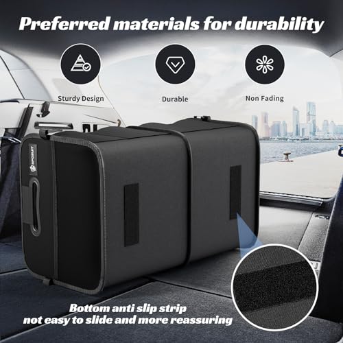 Sposuit Trunk Organizer for Car - 70L Collapsible Car Storage with 11 Pockets & Reinforced Handles, SUV Trunk Organizers for Grocery Cargo(Black) - Image 3