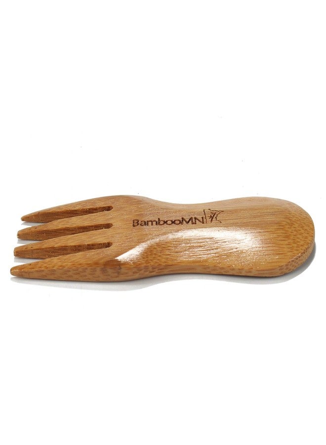 BambooMN Solid Bamboo Stubby Spork 4" - All Natural Reusable Utensils - 10 pcs - Image 3