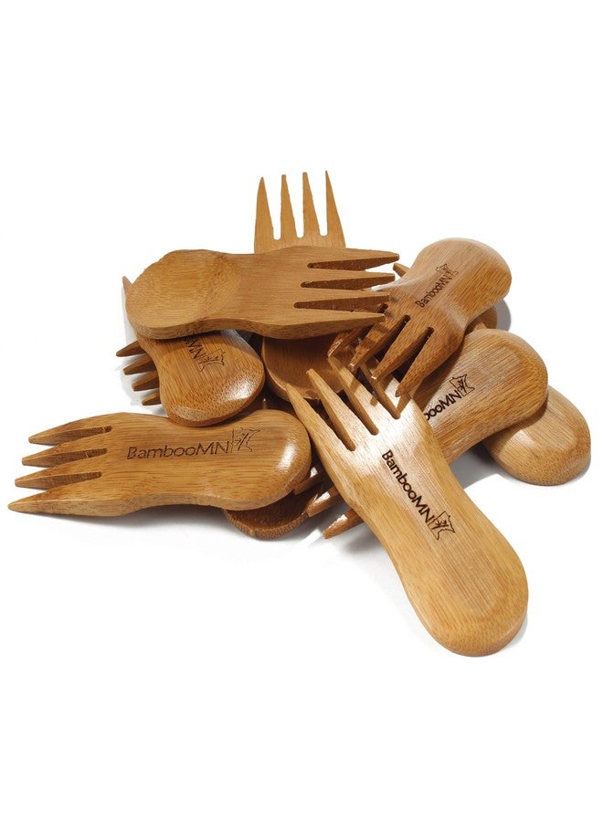 BambooMN Solid Bamboo Stubby Spork 4" - All Natural Reusable Utensils - 10 pcs - Image 2