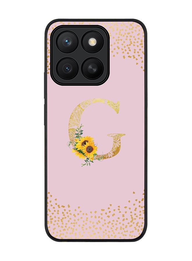 Stylizedd For Honor X8c Case,Slim fit Camera Protection, Shockproof Thin Phone cover  - Custom Floral Monogram - G  (Pink )
