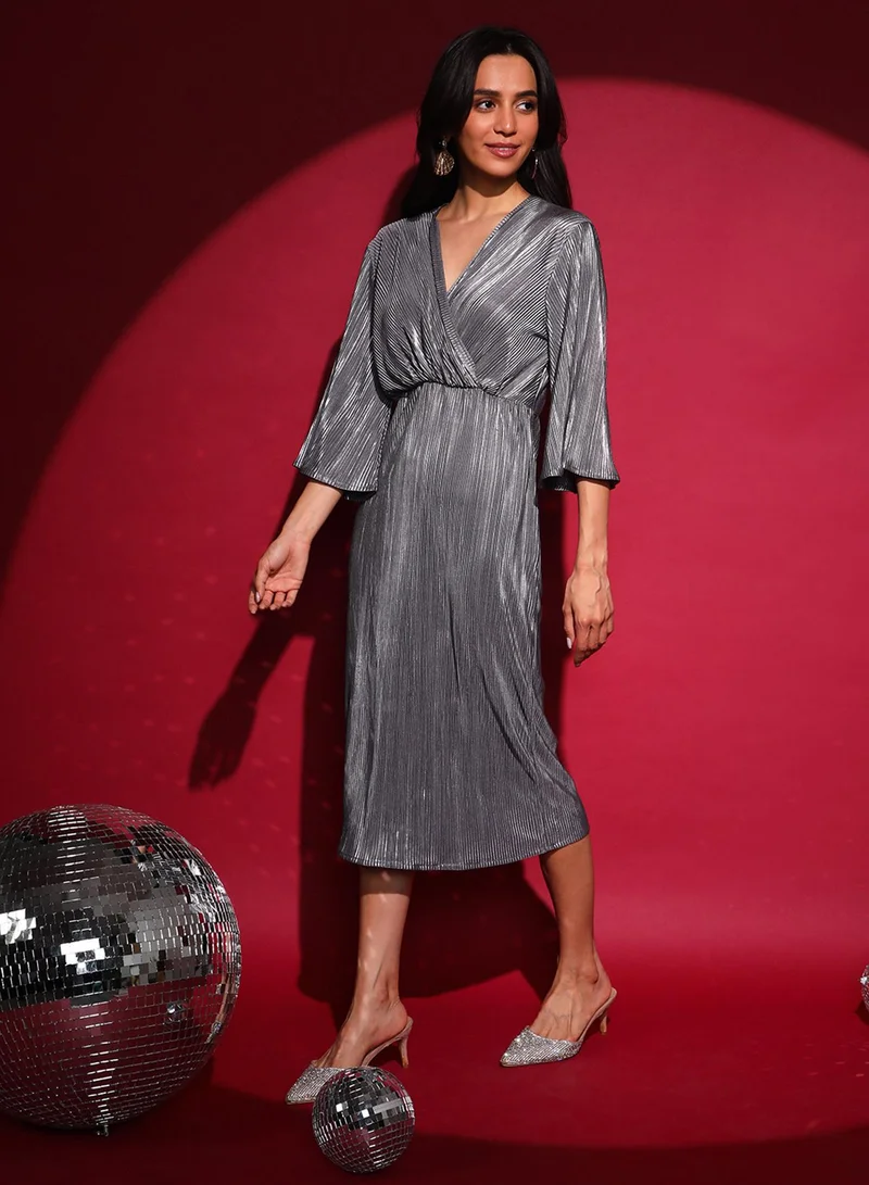 PINACOLADA Pleated Silver Dress