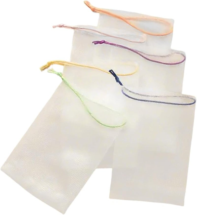 كيس شبكي ملون من الحبل لحفظ الصابون، حقيبة قابلة لإعادة الاستخدام للحمام والخضروات والألعاب - Image 4