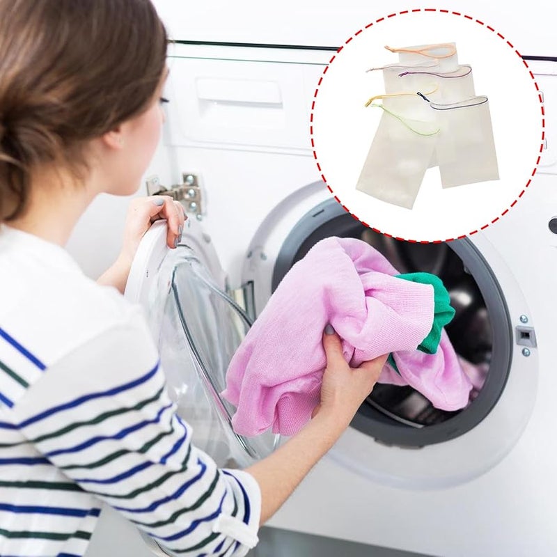 كيس شبكي ملون من الحبل لحفظ الصابون، حقيبة قابلة لإعادة الاستخدام للحمام والخضروات والألعاب - Image 3