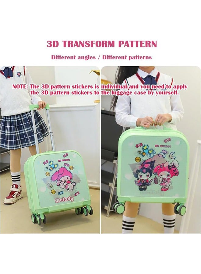 20 Inch Kids Luggage Gradation 3D Cartoon Patterns Children Trolley Suitcase Travel Boys Girls Rolling Luggage Case with Lock Students Teens Wheeled Small Suitcase Carry On Bag for Boarding School - Image 3