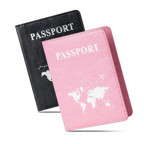 Honmein 2 Pcs Passport holders，Ultra Slim passport wallet，PU Leather Passport Cover for Women and Men… - Image 1