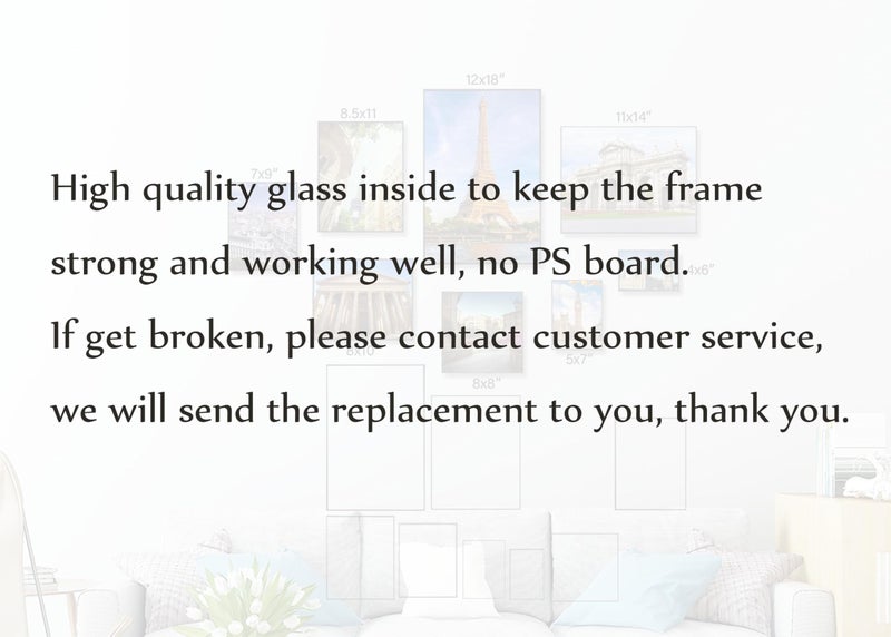 GOmaize Front Loading Black Picture Frame 8x8 Set of 6 Wall and Table Mounting - Image 4