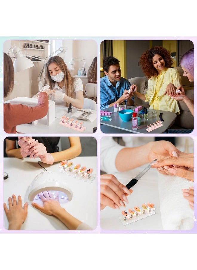 Prasacco 2 Sets Nail Stand For Painting Nails, Acrylic Nail Holder For Press On Nails Display With 96 Pcs Reusable Adhesive Putty Magnetic Fake Nail Holder For Painting For Home Diy Salon(White+Pink)  - Image 5