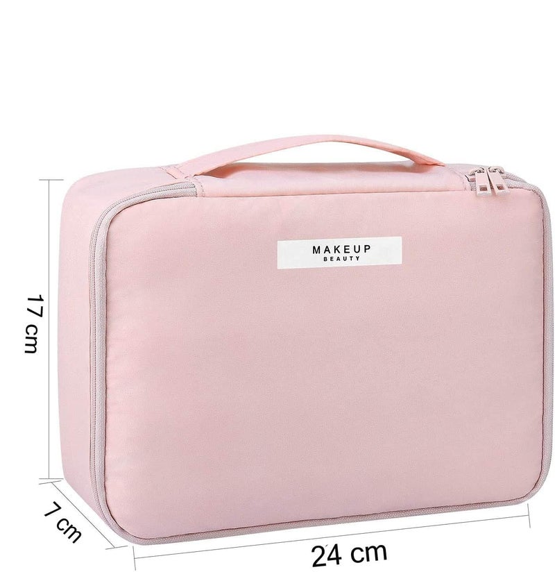 BESTOTTAM Cosmetic Organizer Bag with Pouch Makeup Pouch for Home and Travel Makeup Organiser for Brushes Toiletries Cosmetics for Women 24 x 17 x 7 cm Pink Beauty with Pouch - Image 2