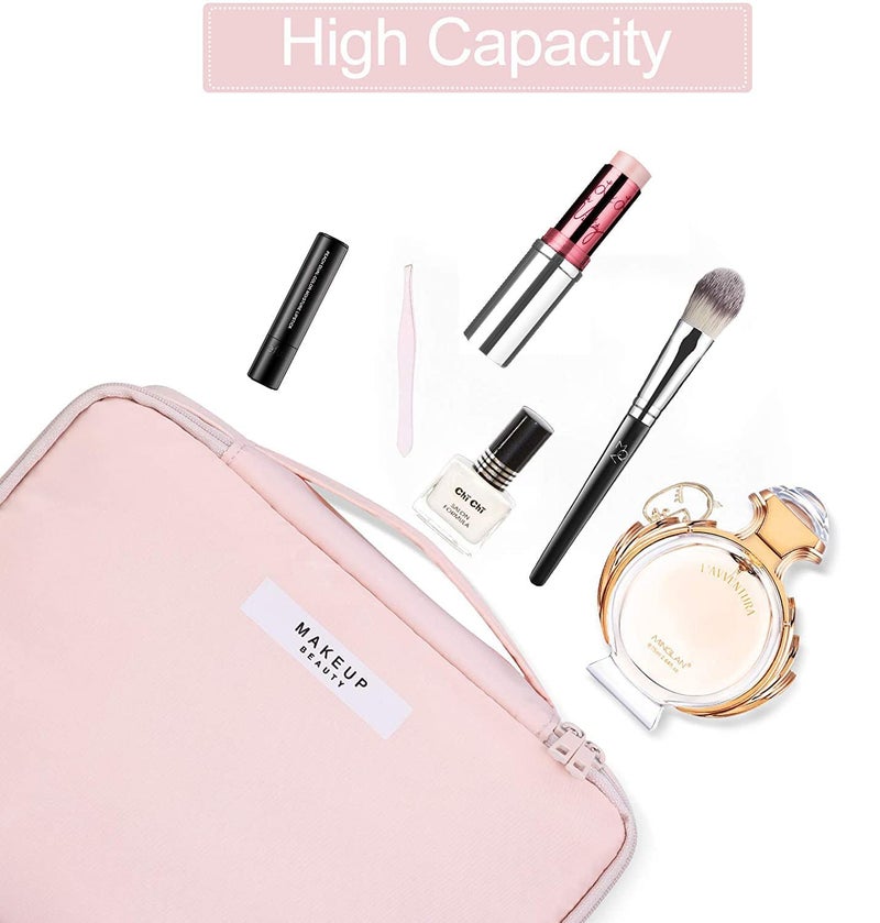 BESTOTTAM Cosmetic Organizer Bag with Pouch Makeup Pouch for Home and Travel Makeup Organiser for Brushes Toiletries Cosmetics for Women 24 x 17 x 7 cm Pink Beauty with Pouch - Image 4