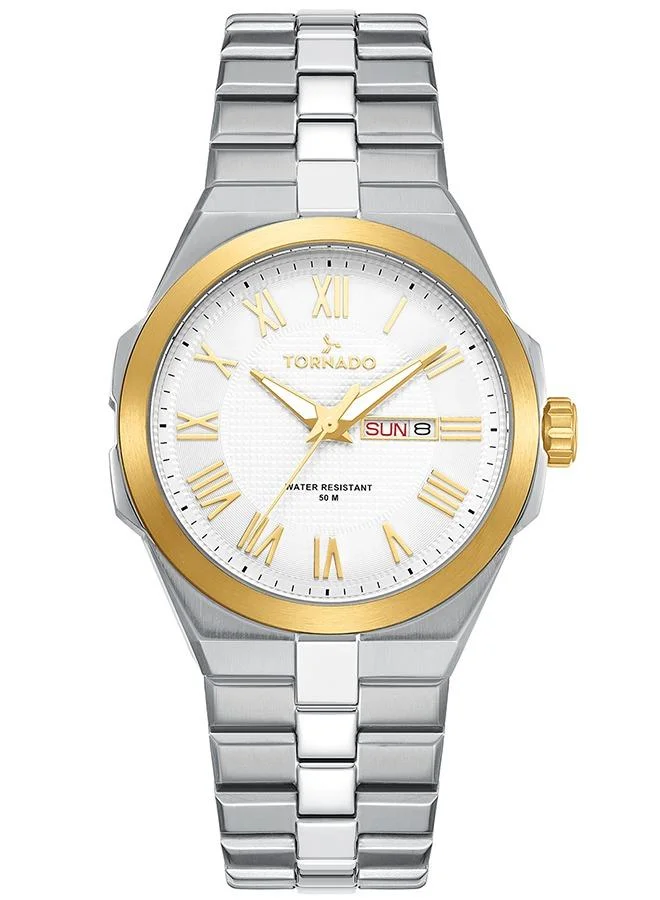 TORNADO Tornado CLASSIC ANALOG Men's Japan Quartz Movement Watch, Analog Display and Stainless Steel Strap - T8007B-SBSWG, Silver