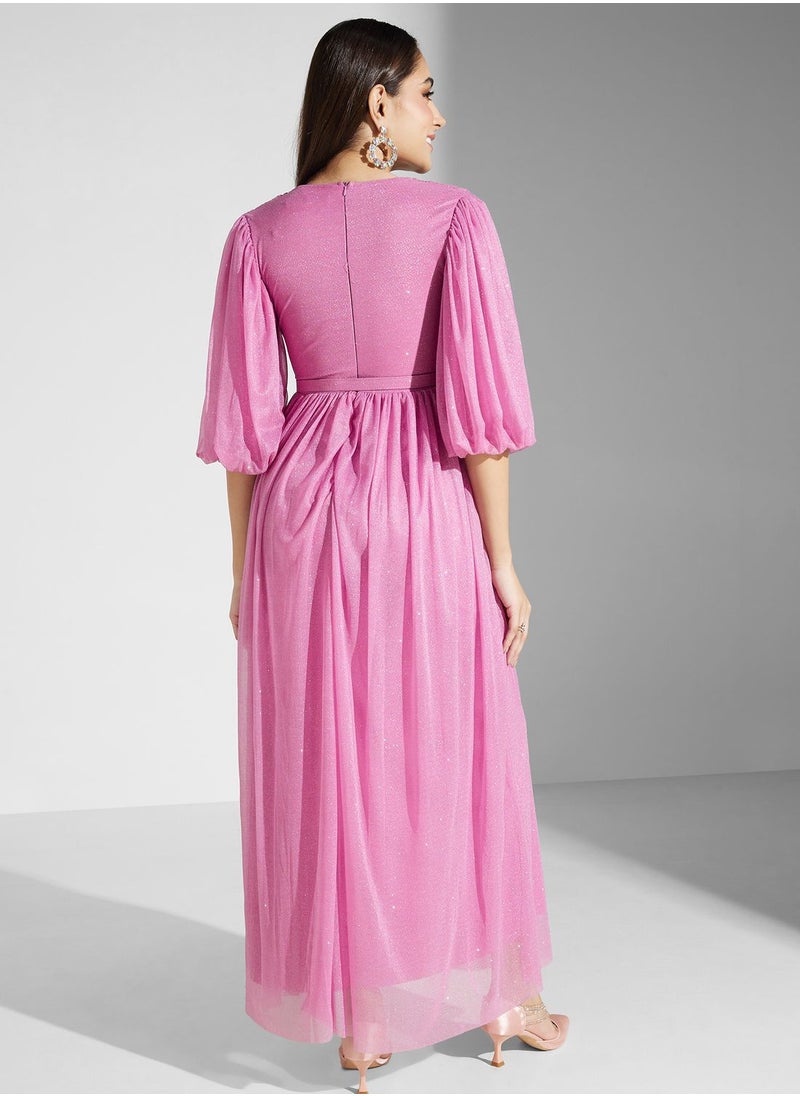 Ella Limited Edition - Shimmer Dress With Flouncy Sleeve - Image 1