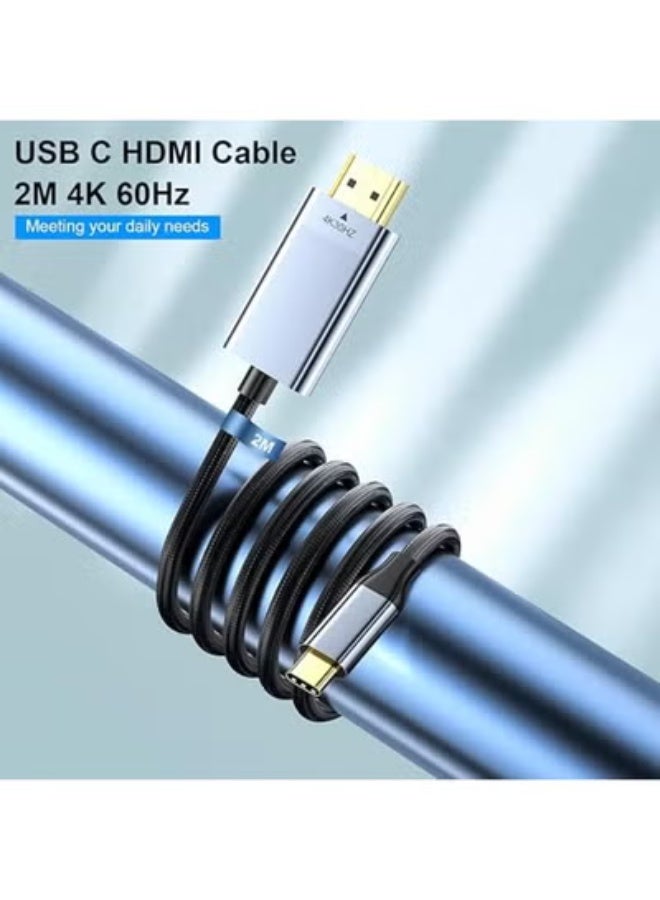 كابل USB C إلى HDMI بدقة 4K بطول 2 متر – عملي وسهل الاستخدام لعرض الفيديو على الشاشات - Image 4