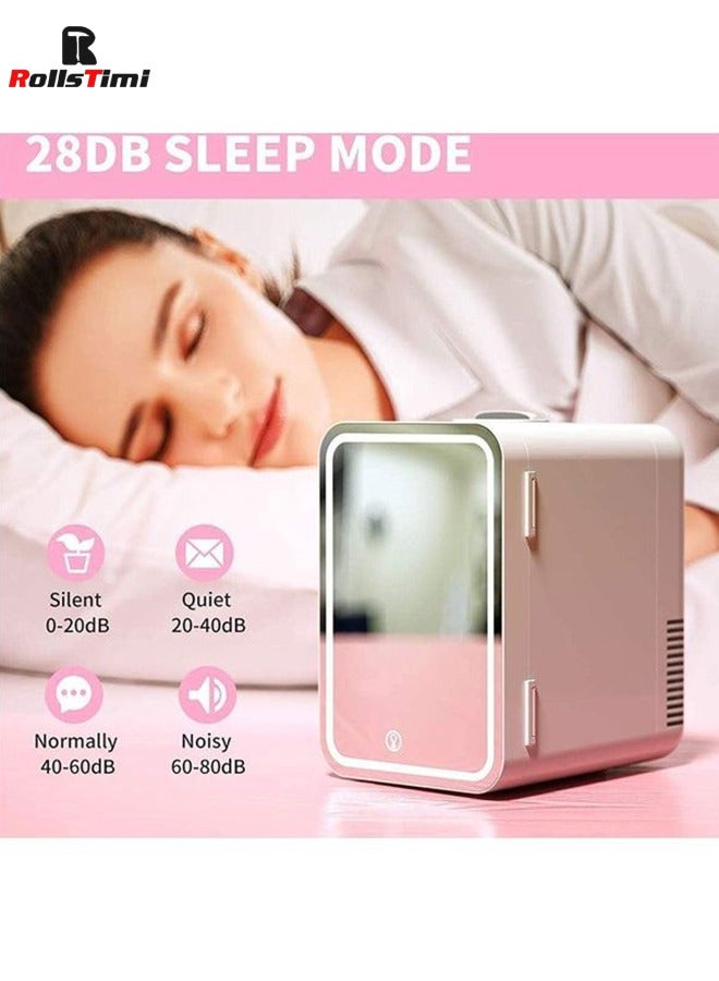 RollsTimi  Mini Fridge Portable Beauty Skincare Makeup Fridge with LED Mirror AC DC Thermoelectric Cooler and Warmer Refrigerators - Image 4