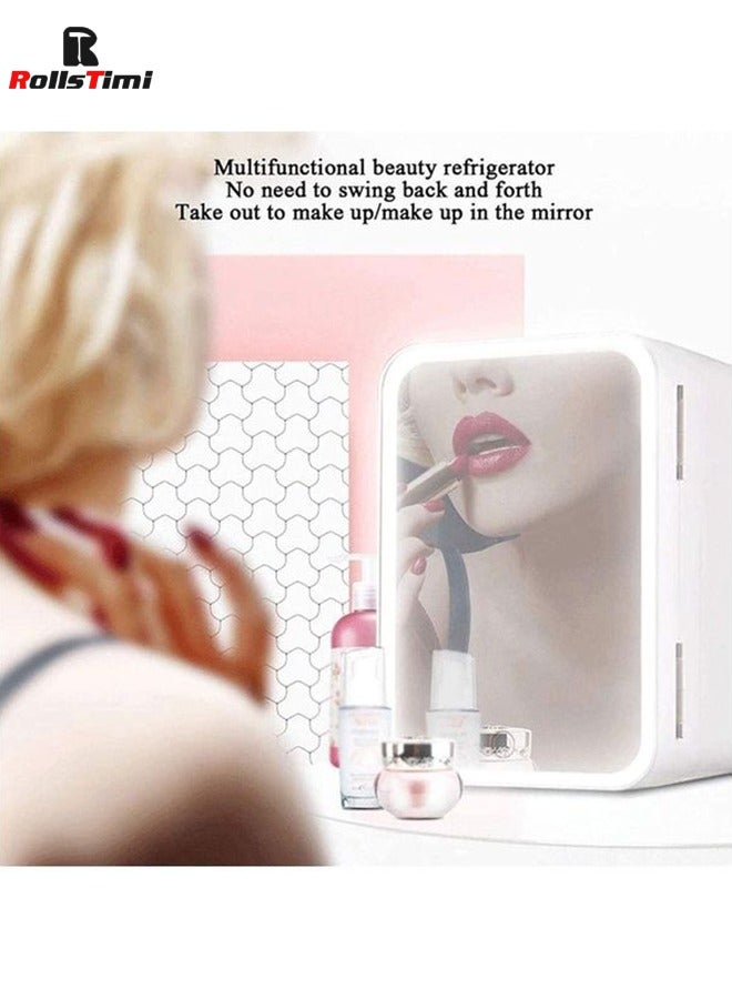 RollsTimi  Mini Fridge Portable Beauty Skincare Makeup Fridge with LED Mirror AC DC Thermoelectric Cooler and Warmer Refrigerators - Image 5