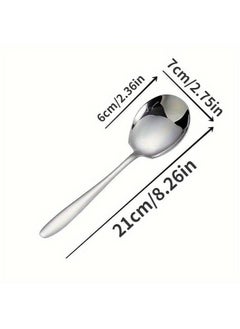 Generic 10Pcs Stainless Steel Large Serving Spoons Cook Serving Spoon Silver Long Handled Buffet Spoons Soup Spoon Cook Kitchen Tool for Catering Dinner Service.  - Image 3