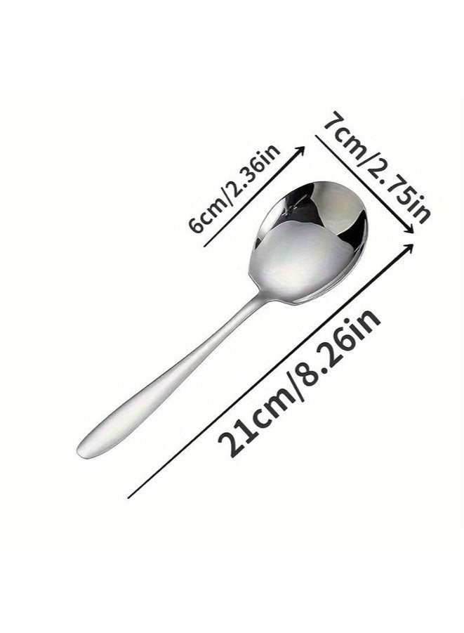 10Pcs Stainless Steel Large Serving Spoons Cook Serving Spoon Silver Long Handled Buffet Spoons Soup Spoon Cook Kitchen Tool for Catering Dinner Service. - Image 3