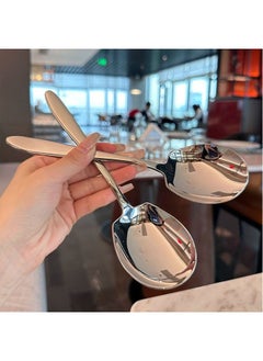 Generic 10Pcs Stainless Steel Large Serving Spoons Cook Serving Spoon Silver Long Handled Buffet Spoons Soup Spoon Cook Kitchen Tool for Catering Dinner Service.  - Image 5