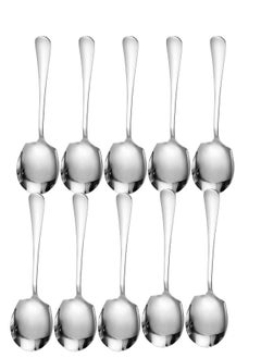 Generic 10Pcs Stainless Steel Large Serving Spoons Cook Serving Spoon Silver Long Handled Buffet Spoons Soup Spoon Cook Kitchen Tool for Catering Dinner Service.  - Image 1