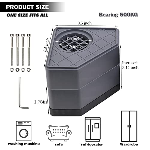 Sakolla Anti Vibration Pads for Washing Machine - Double Heighten Washer and Dryer Pedestals High Hard Wearing Square Rubber Foot Pads, Noise Cancelling and Shock Support Protects Pedestals - Image 2