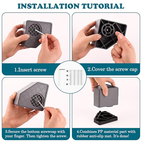 Sakolla Anti Vibration Pads for Washing Machine - Double Heighten Washer and Dryer Pedestals High Hard Wearing Square Rubber Foot Pads, Noise Cancelling and Shock Support Protects Pedestals - Image 3