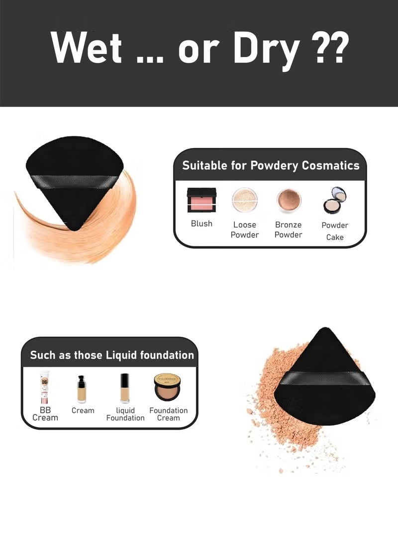 2 Pieces Triangular Velvet Makeup Powder Puffs for Loose Powder & Foundation - Image 3