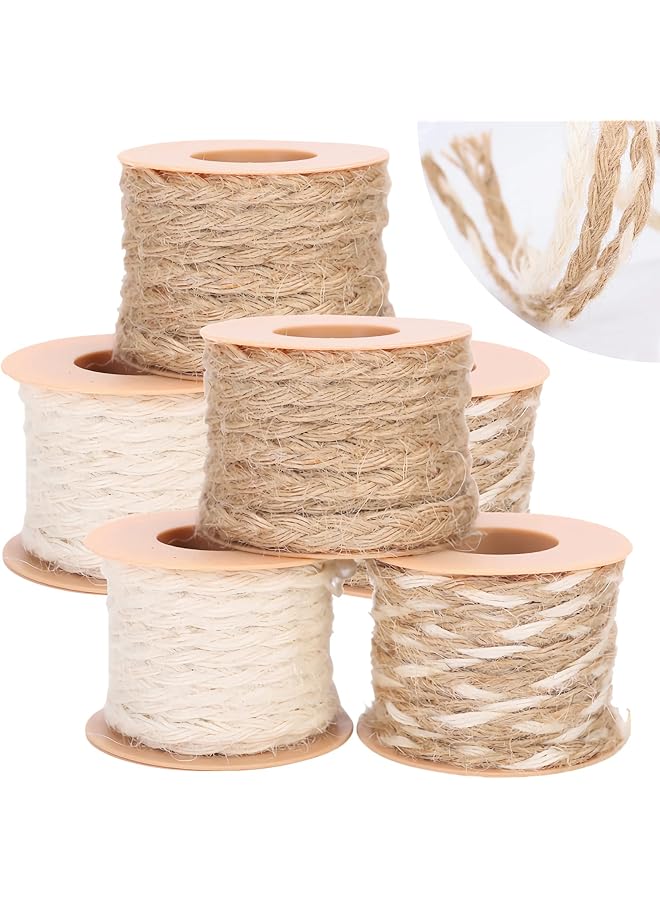 The Bros Garden Twine, 3 Ply Thickness 5mm x 5m Jute String for DIY Craft, 3 Styles Twine String for Floristry and Gardening Decoration, Crafts Bundling, Gift Wrapping (6 Rolls)  - Image 1