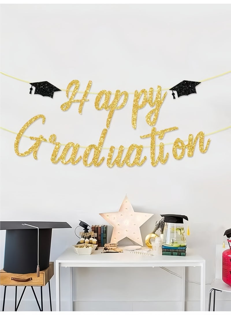 Happy Graduation Banner – Graduation Party Decoration Hanging Banner - Image 1