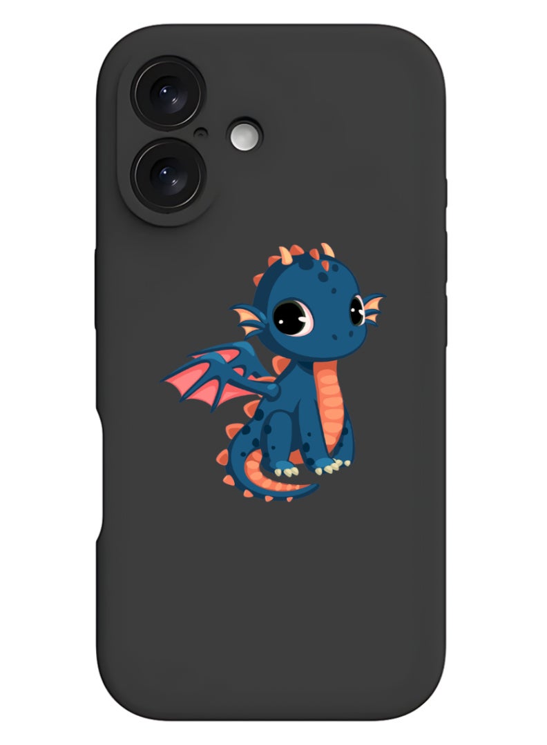 Theodor iPhone 16 Black Protective Slim Fit Case Liquid Silicone Cover with Full Body Protection Anti-Scratch Shockproof Case For iPhone - dragon - Image 1